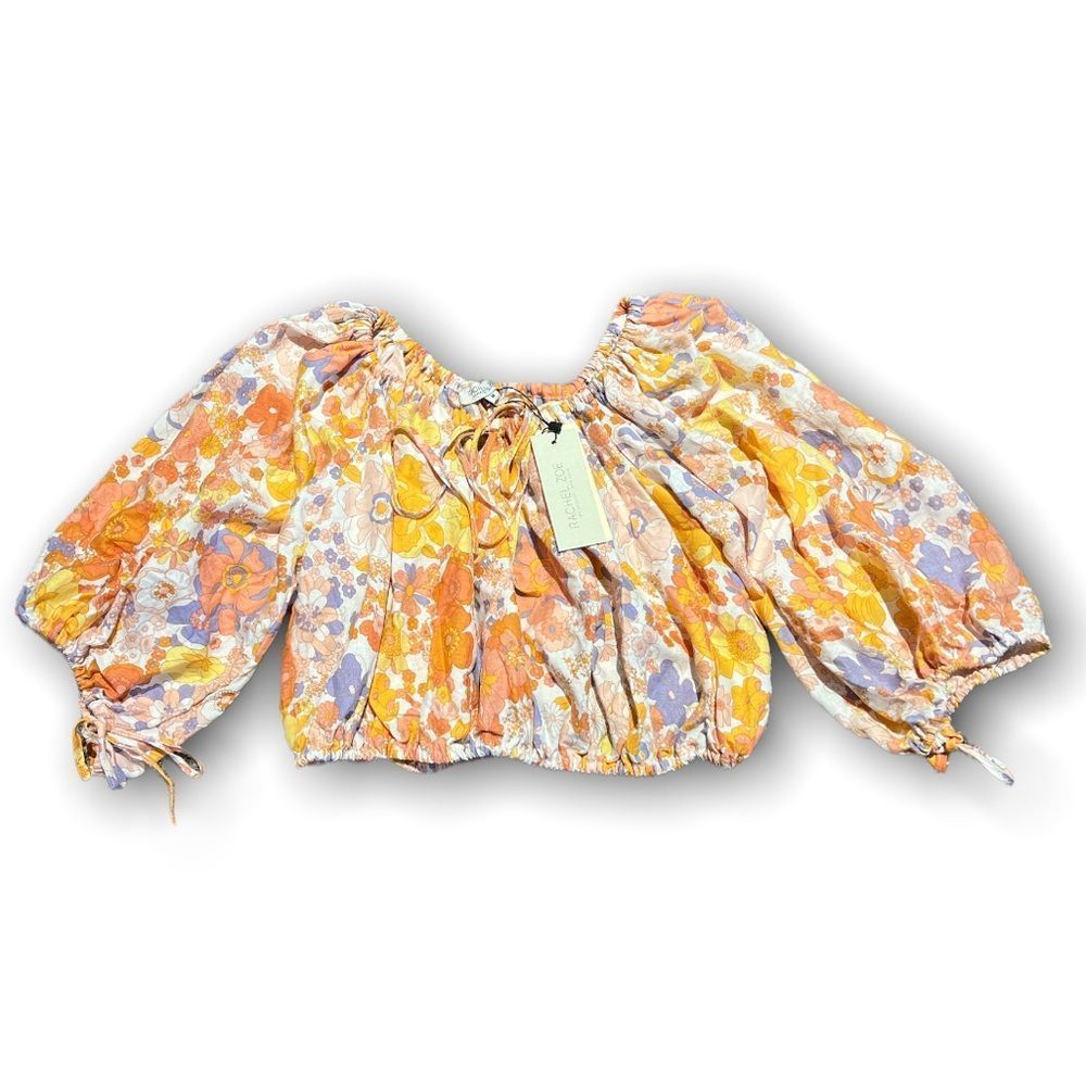 Rachel Zoe Women’s Linen Blend Floral Cropped Top NWT